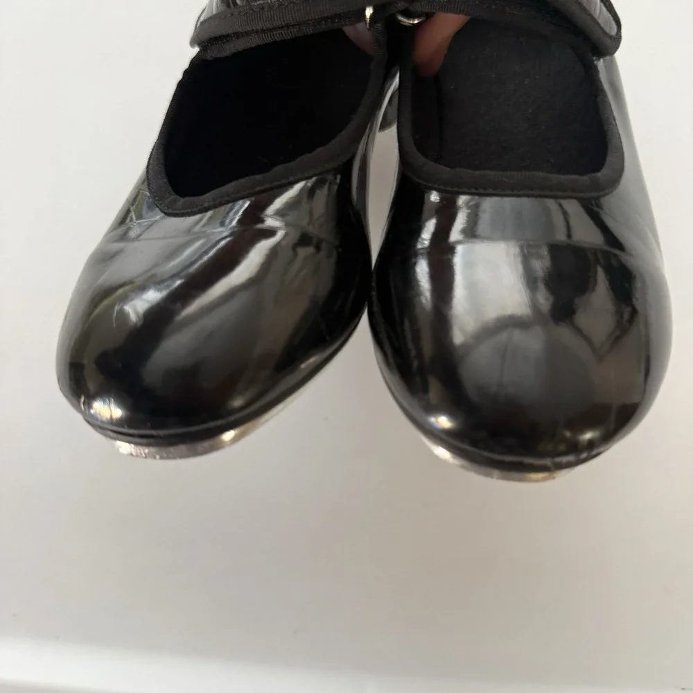 Girls Patent Leather Black Tap Dance Shoes Mary Jane 13C